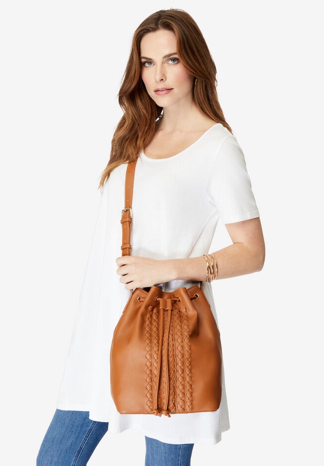 Braided-Detail Crossbody Bucket Bag, , on-hover image number null
